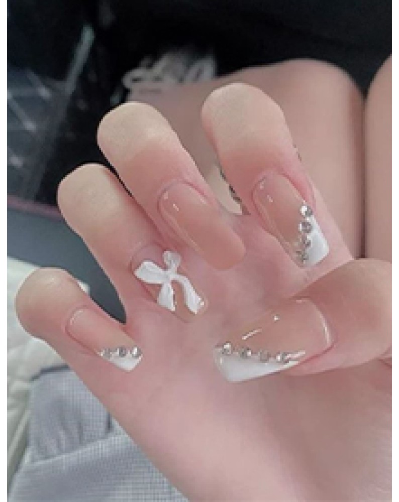 Fake Nail Extension + French  Nail Art + Gel Polish